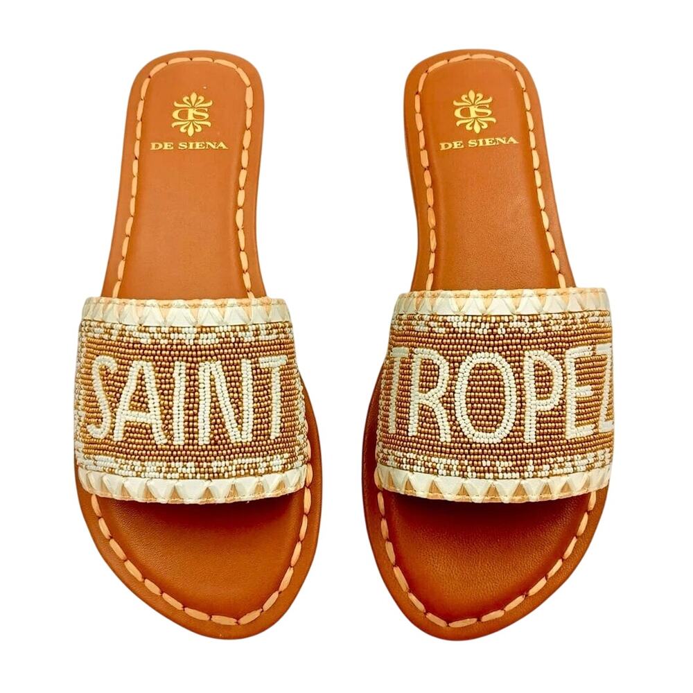 De Siena - Saint Tropez Beaded Degrade Resort Slides - Size 39 (8.5 US) -NWOB